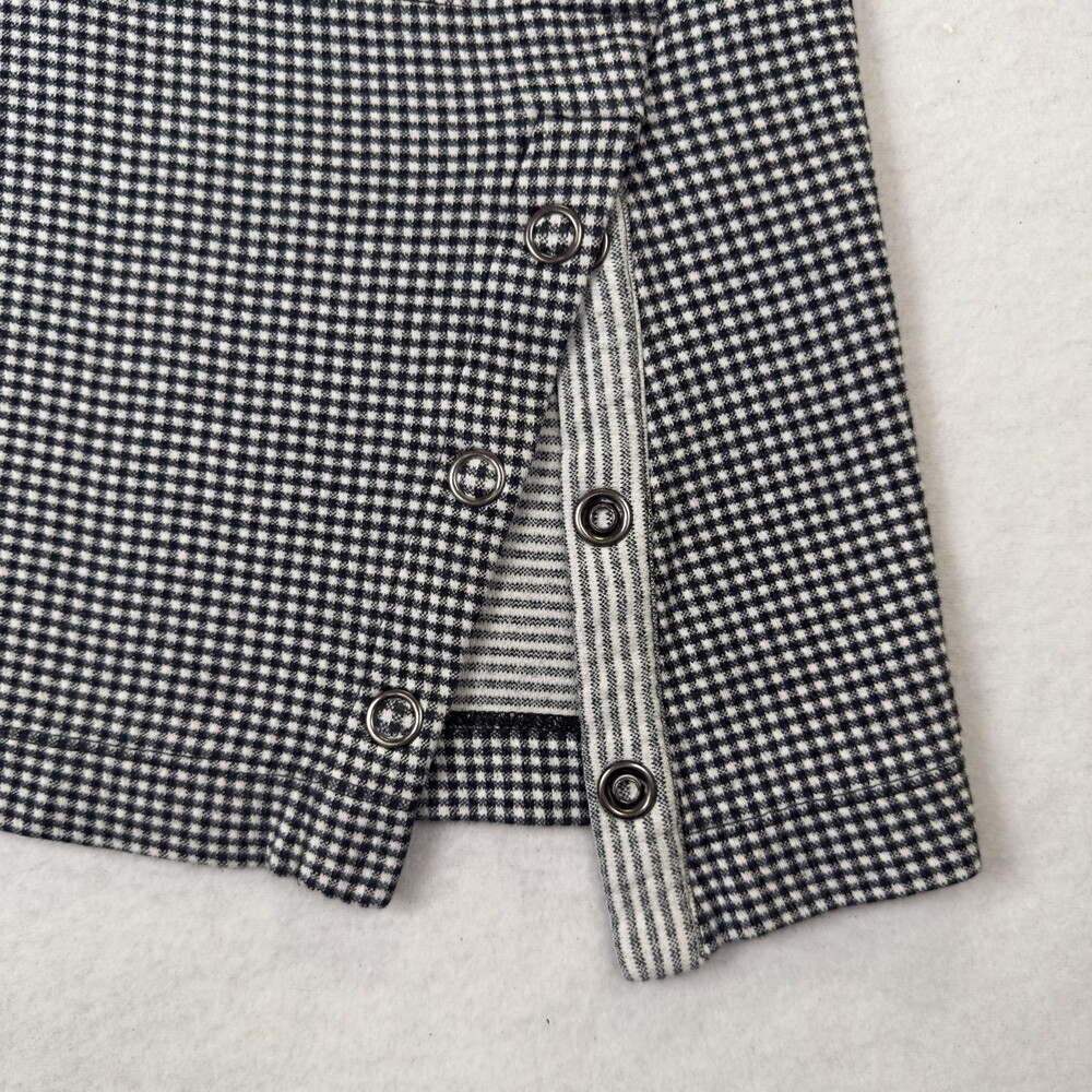 J JILL Lagenlook Tunic Top Black White Gingham Cotton Modal Side Snap Petite XL - Picture 3 of 12